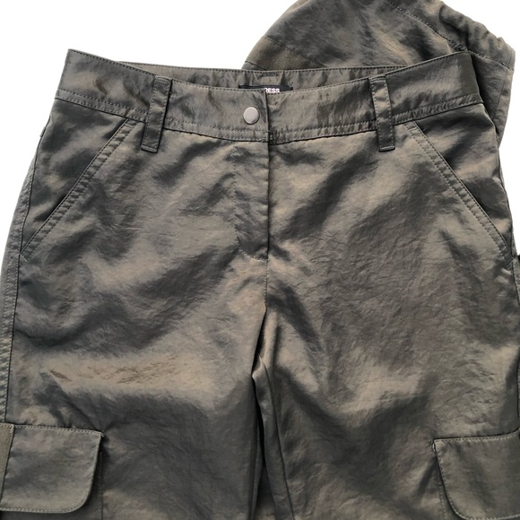 Express Olive Green Satin Utility Pants Size 0 - Picture 2 of 7